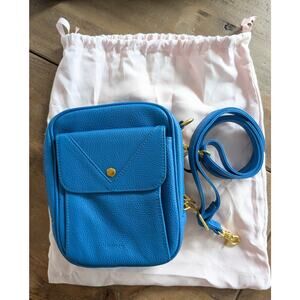 Minooy Thea Blue Pebbled Leather Crossbody Bag w/ Box & Dust Bag
